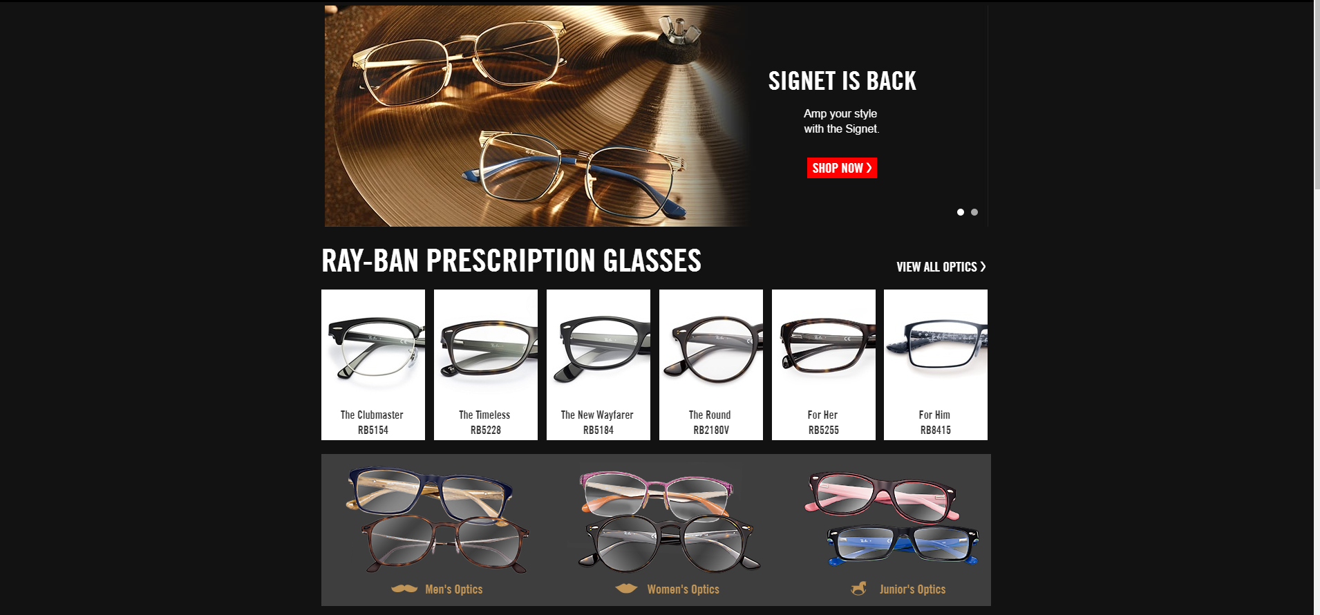 Ray-Ban optical homepage