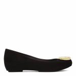 VIVIENNE WESTWOOD FOR MELISSA - ULTRAGIRL BLACK FLOCK PLAQUE MICRO WEDGE HEEL