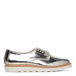 KURT GEIGER - SILVER METALLIC GECKO LACE UP FLATS