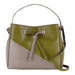 Green/Grey Leather Large Newton Drawstring Bag