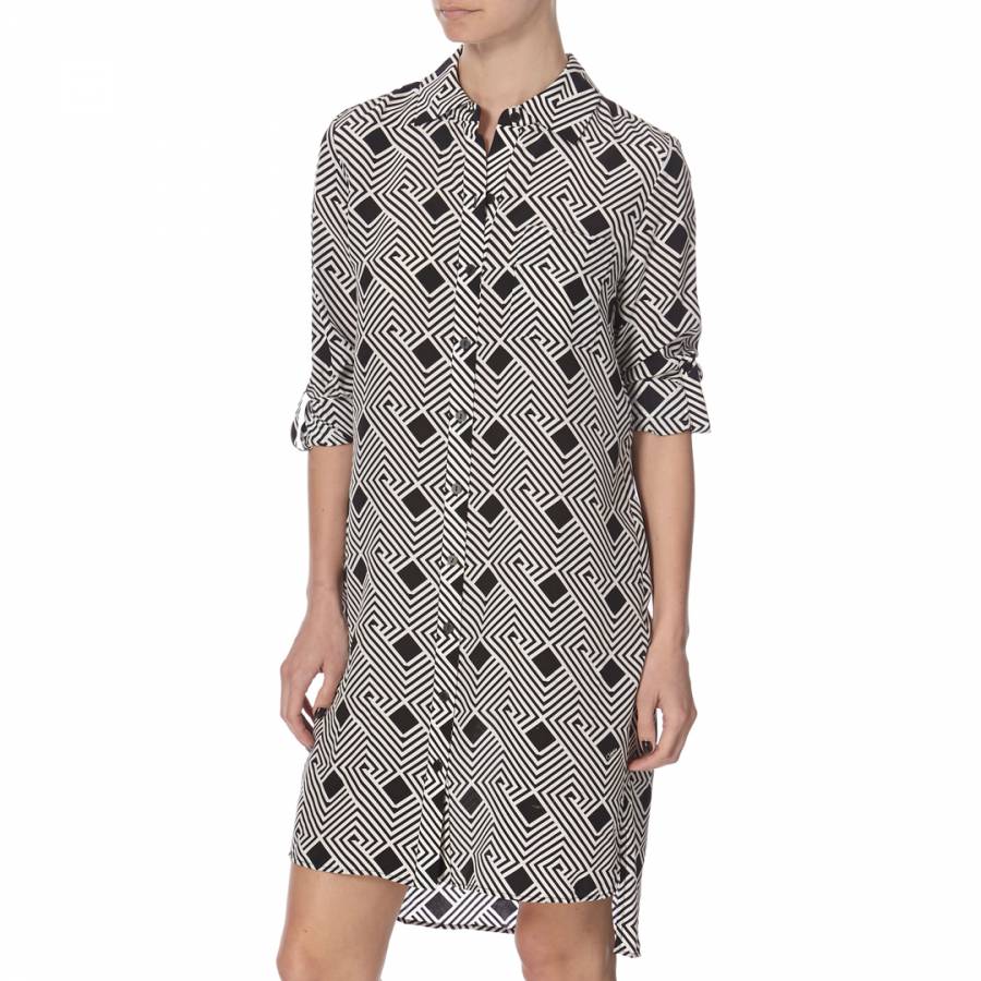 Diane von Furstenberg BlackWhite Prita Silk Shirt Dress