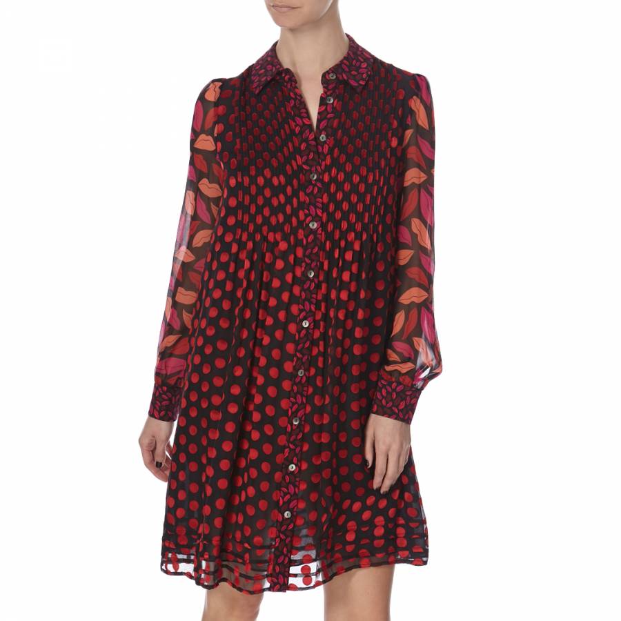 Diane von Furstenberg RedPink Silk Blend Multi Print Makayla Dress