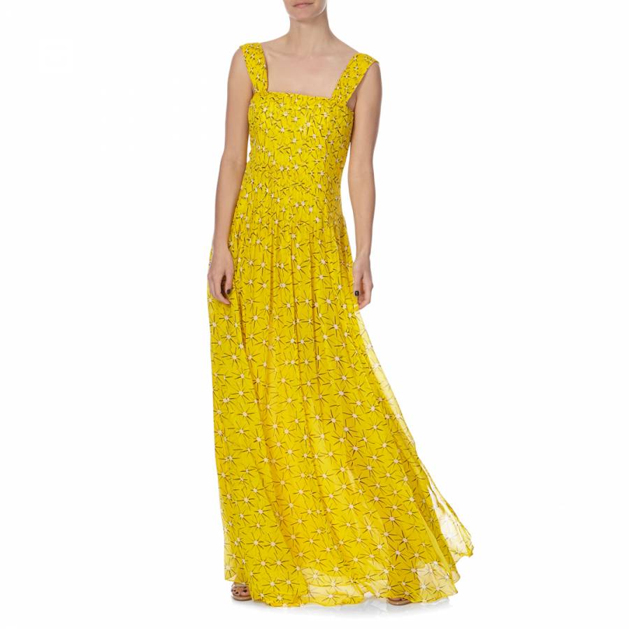 Diane von Furstenberg Yellow Silk Lillie Floor-Length Dress