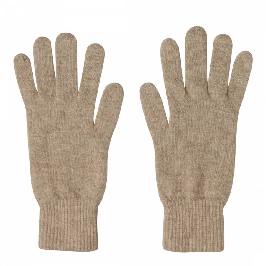 Cashmere gifts Taupe Ribbed Short Cashmere Gloves