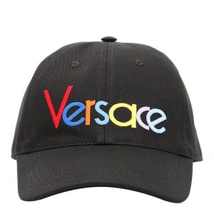 Versace Black Rainbow Logo Versace Cap, men's designer accessories