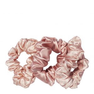 Pack of 3 Silk Large Scrunchies, Pink Snow Leopard