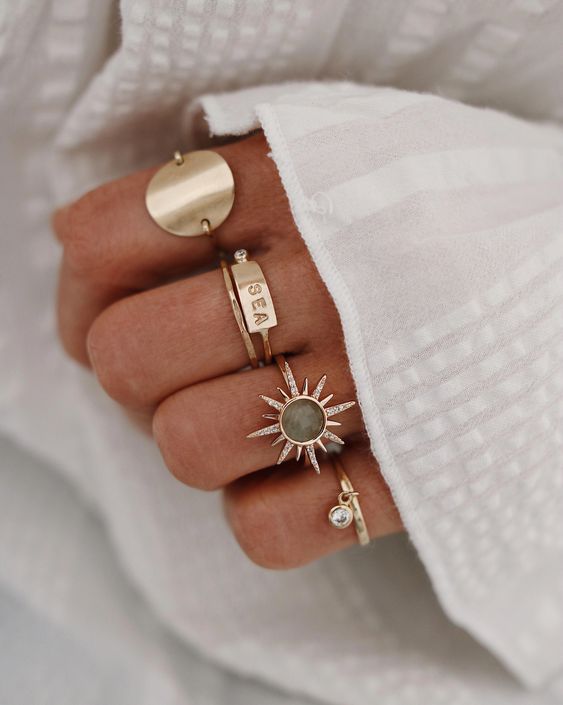 layered gold rings