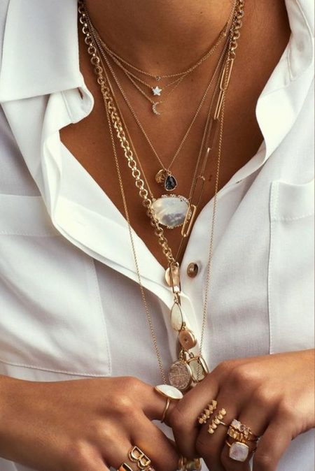 Layered jewellery stacking necklaces