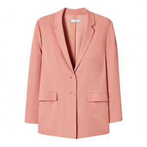 Mango Pink Textured Unstructured Blazer