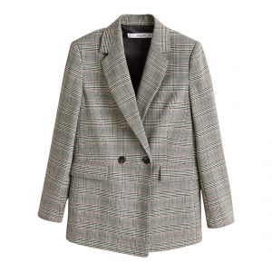 Mango Grey Check Structured Blazer