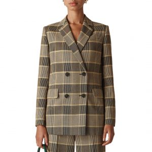 Whistles Multi Check Double Breasted Blazer