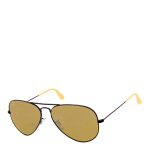 Ray-Ban Unisex Matte Black/Brown Aviator Sunglasses 58mm