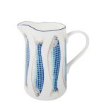 JERSEY POTTERY Large Blue Harlequin Jug, 1.75L