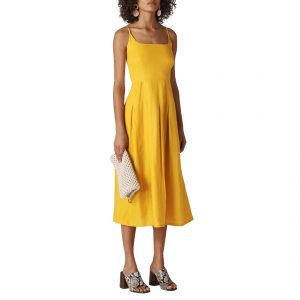 WHISTLES Yellow Strappy Duffy Linen Dress