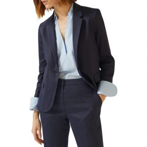 JIGSAW Navy Portofino Linen Blend Jacket