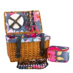 NAVIGATE 4 Person Floral Grey Wicker Picnic Basket