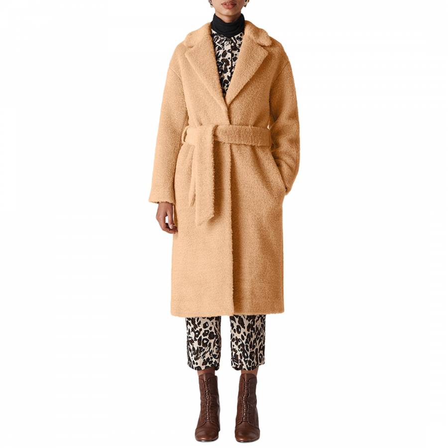 Whistles Beige Textured Wool Blend Coat