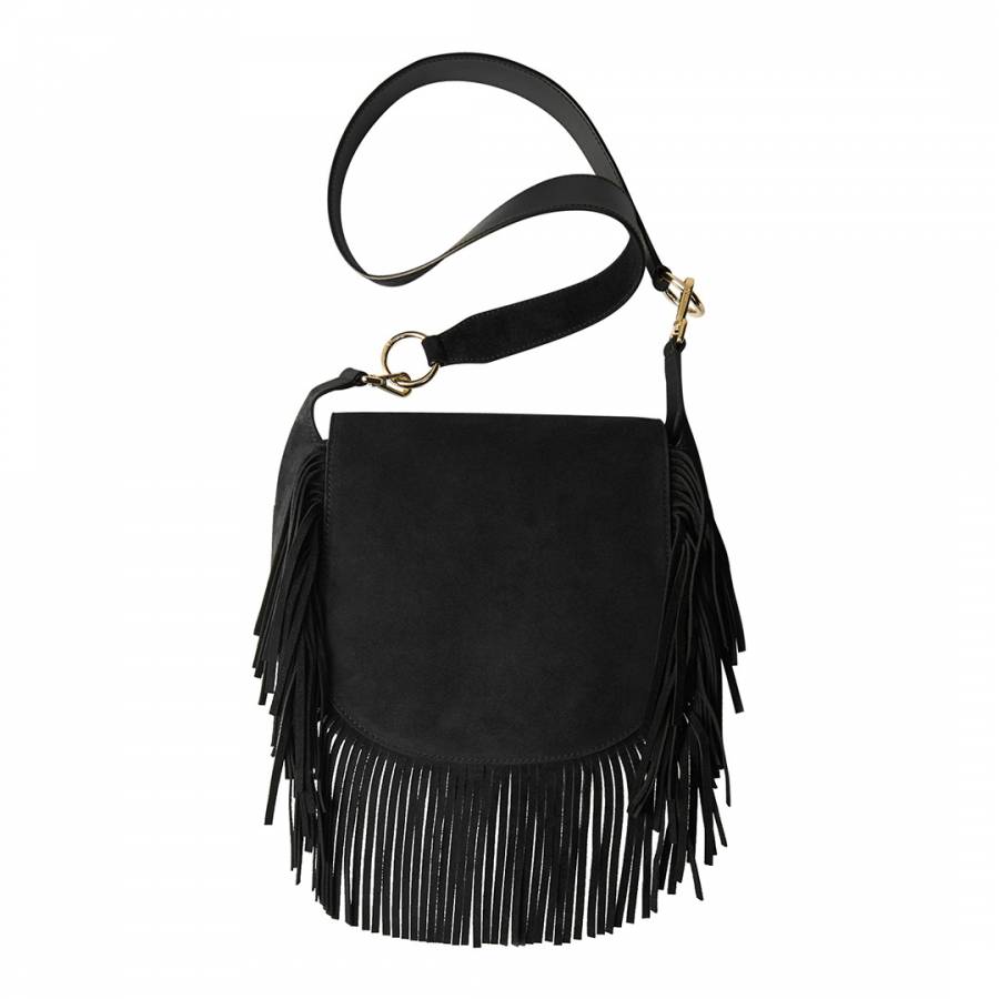 Maje Black Fringed Bag