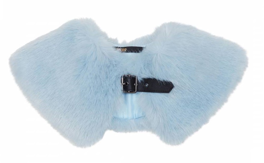 Maje Sky Blue Faux Fur Collar