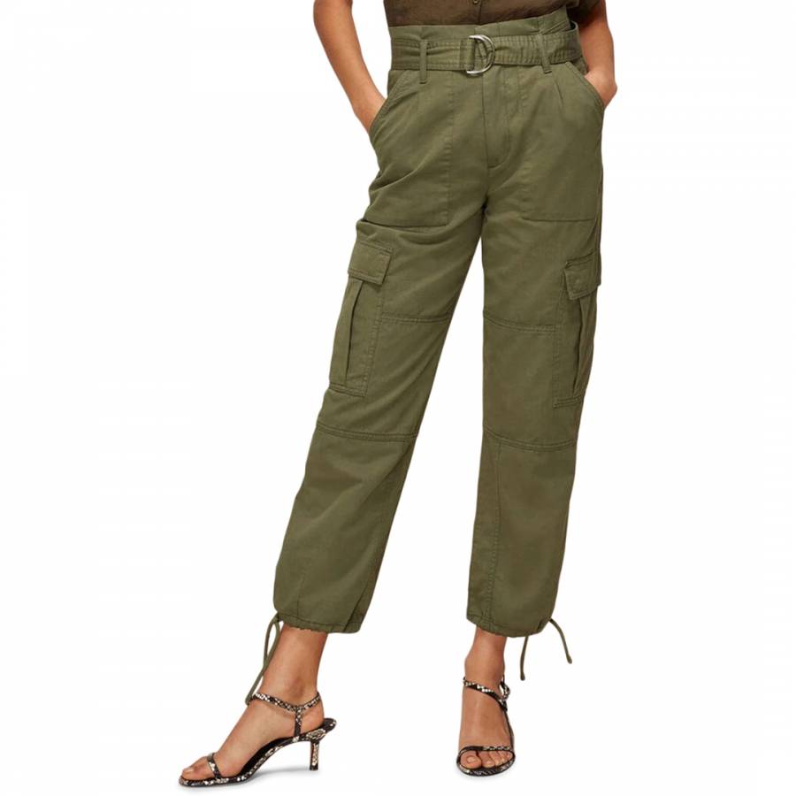 Whistles Khaki Cargo Military Cotton/Linen Trousers