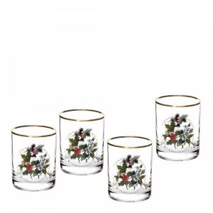 Portmeirion Set of 4 The Holly & The Ivy Double Old Fashioned Glasses