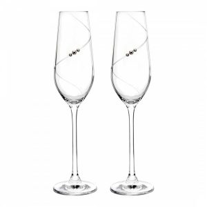 Portmeirion Set of 2 Auris Champagne Flutes embellished with Swarovski Crystals