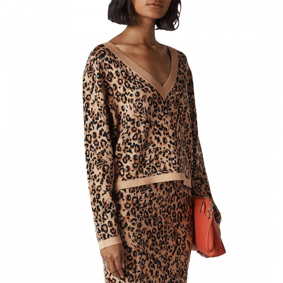 smart knitwear Whistles Multi Jungle Cat Jacquard Jumper - £49