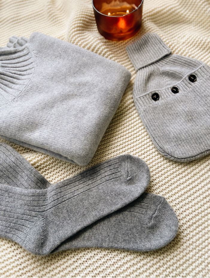 cashmere hot water bottle, cashmere jumper, cashmere socks