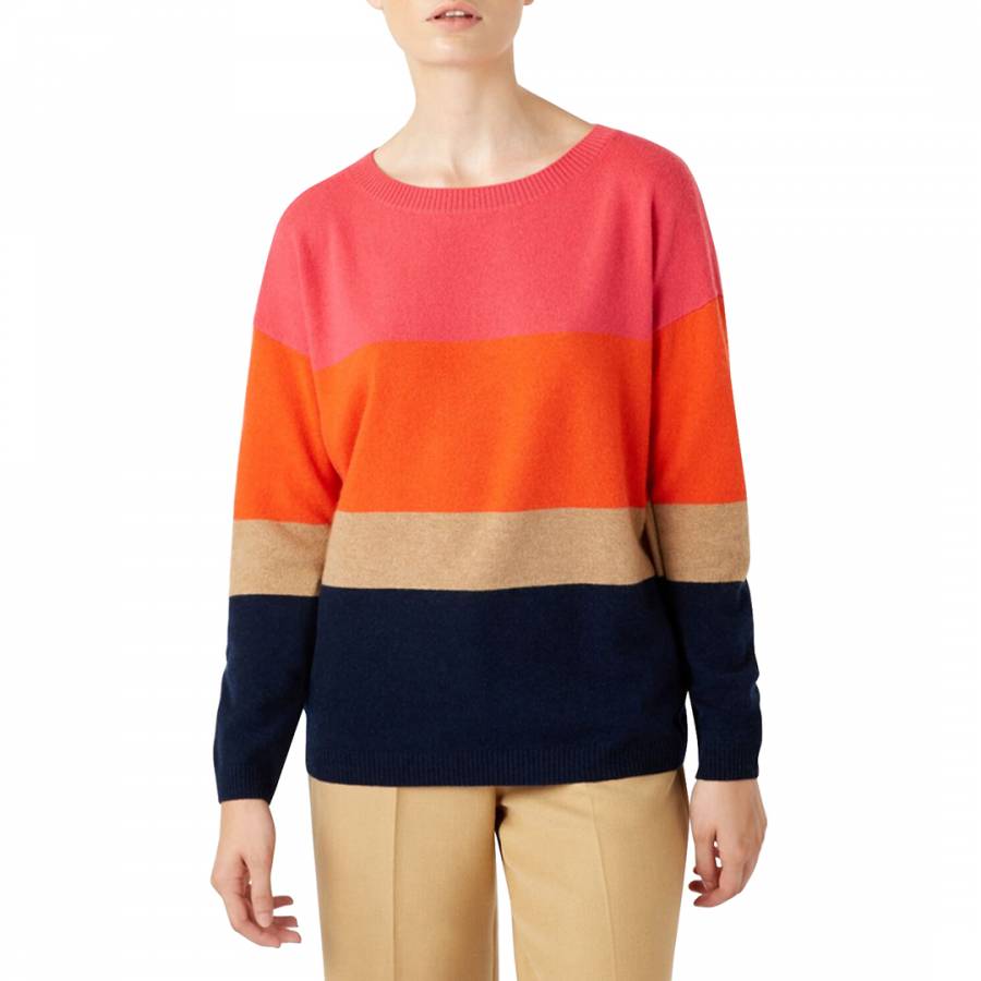 smart knitwear Hobbs Multi Stripe Sofia Cashmere Blend Jumper - £35