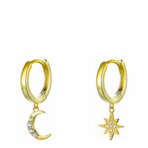 knitted sweatpants Liv Oliver 18K Gold Plated Star & Moon Drop Earrings - £39