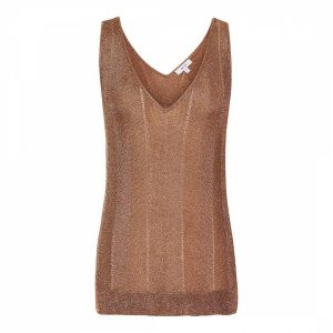 Reiss Rose Gold Metallic Vest knitted sweatpants Top - £45