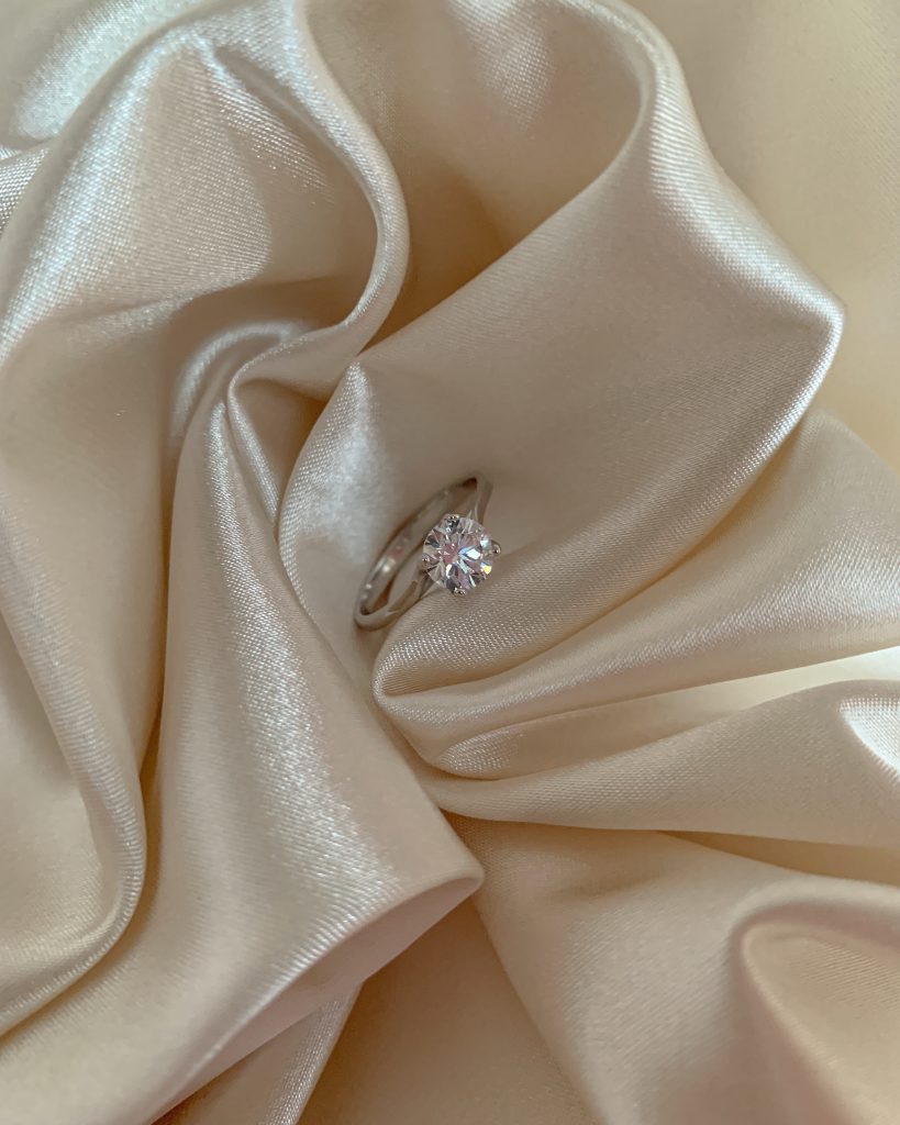 Diamond ring in satin