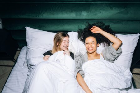 Women cosy in bed