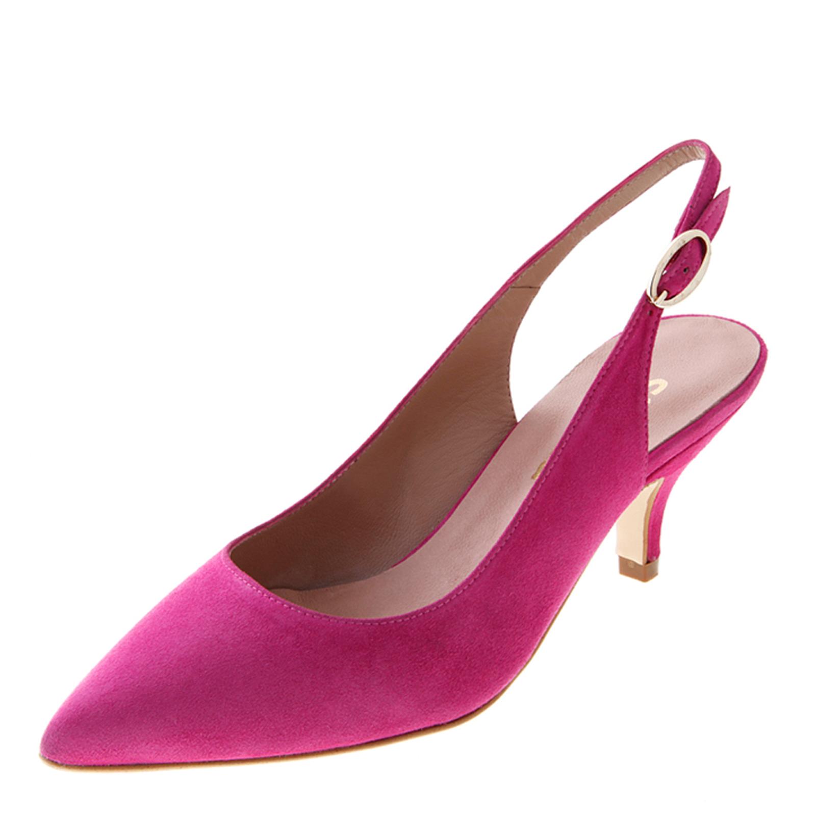 Pink Suede Slingback Shoes Heel 5cm - BrandAlley