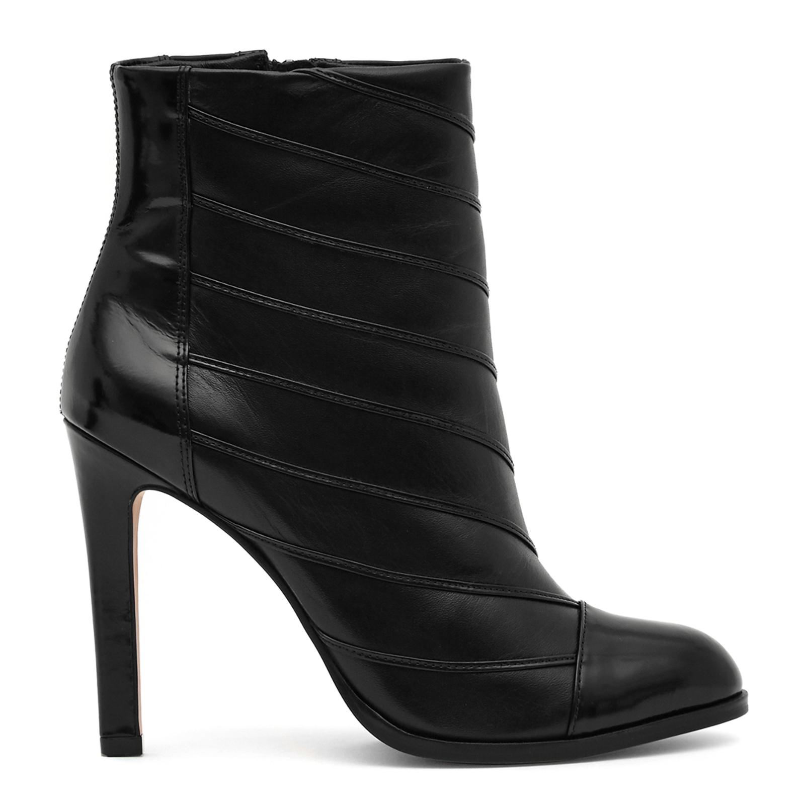 Black Leather Nadine Quilted Ankle Boots - BrandAlley