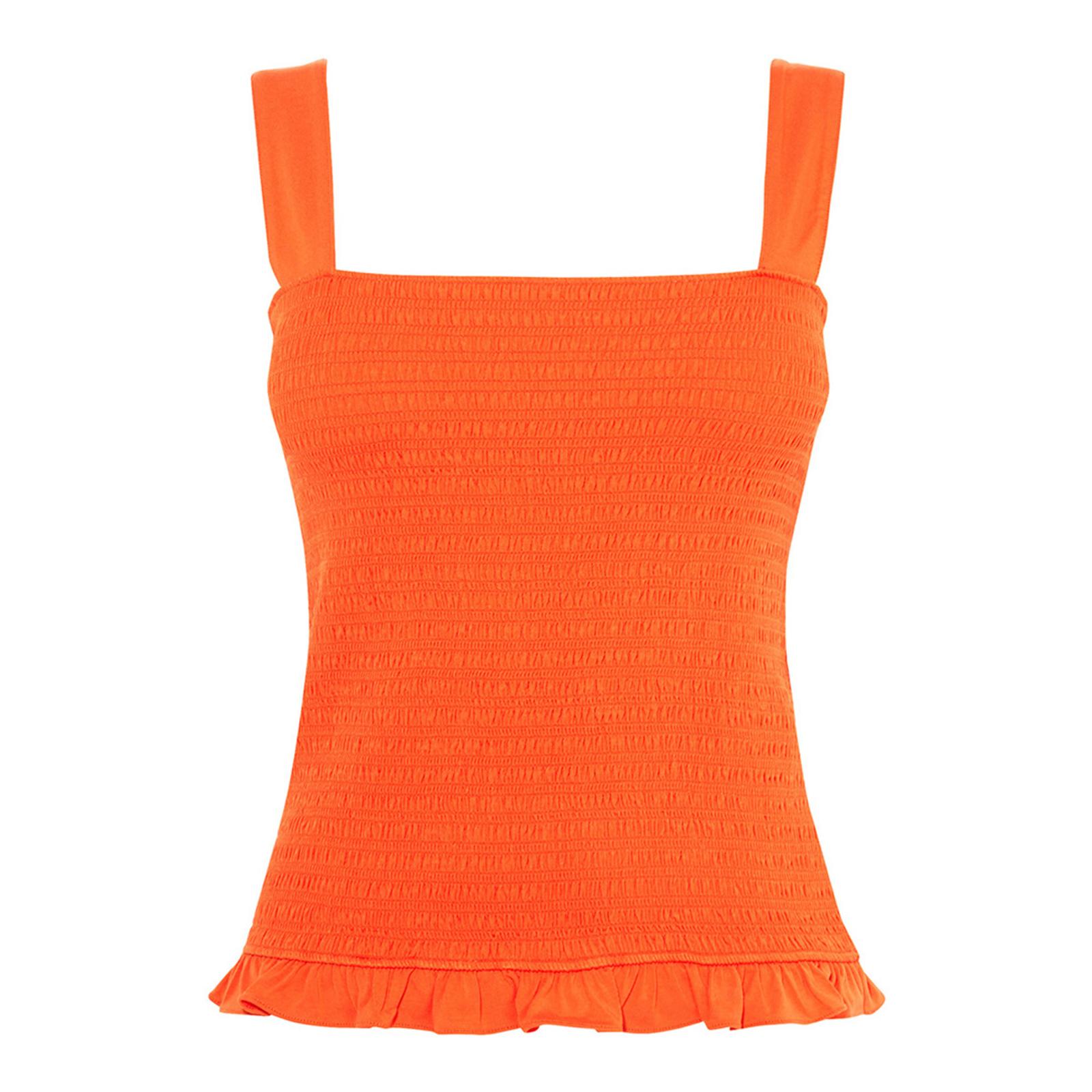 Orange Frilled Vest Top - BrandAlley