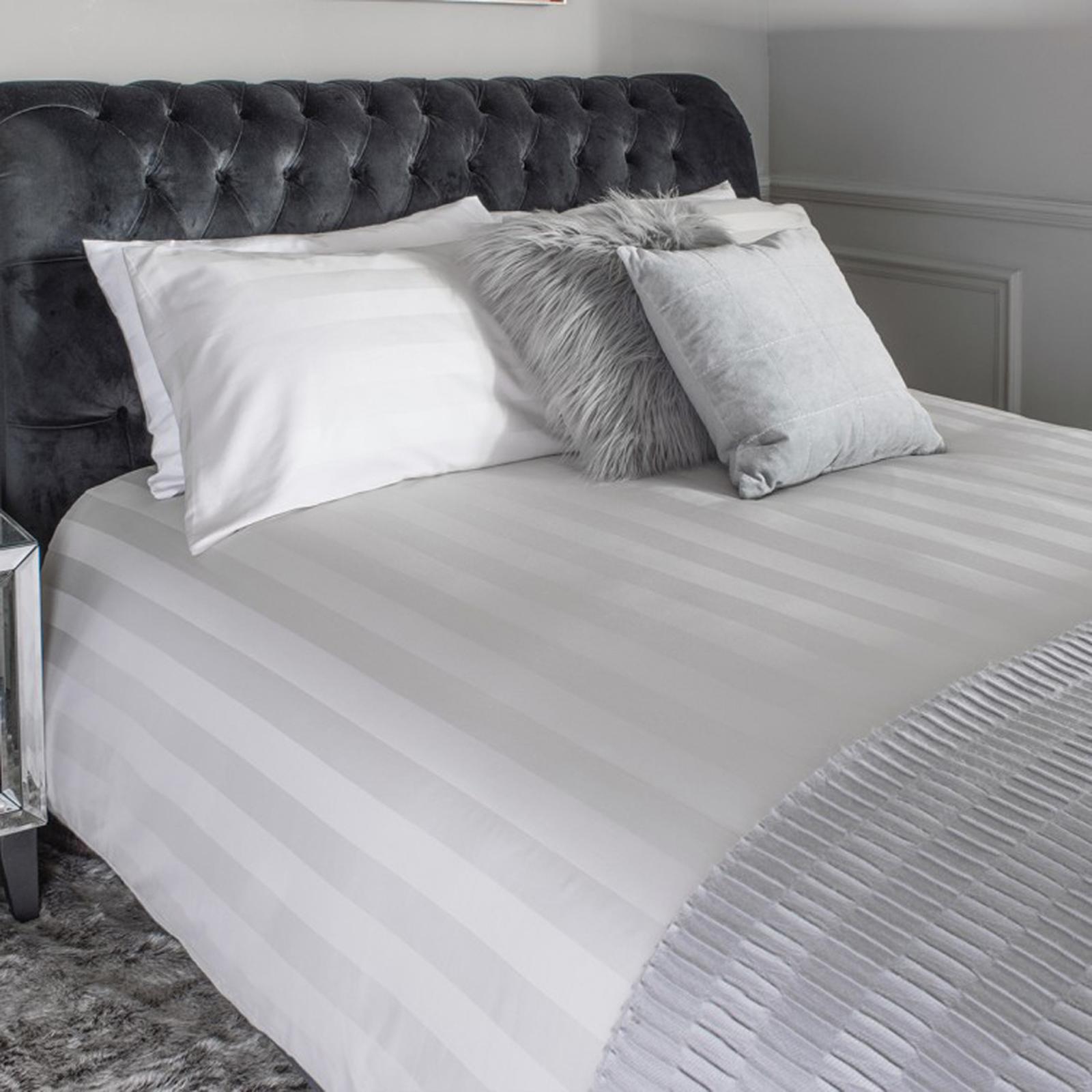 Boulevard Satin Stripe Super King Duvet Cover Set Silver Brandalley 