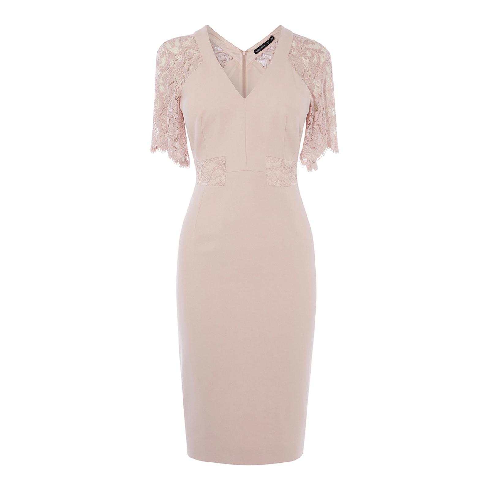 Pale Pink Lace Sleeve Dress - BrandAlley