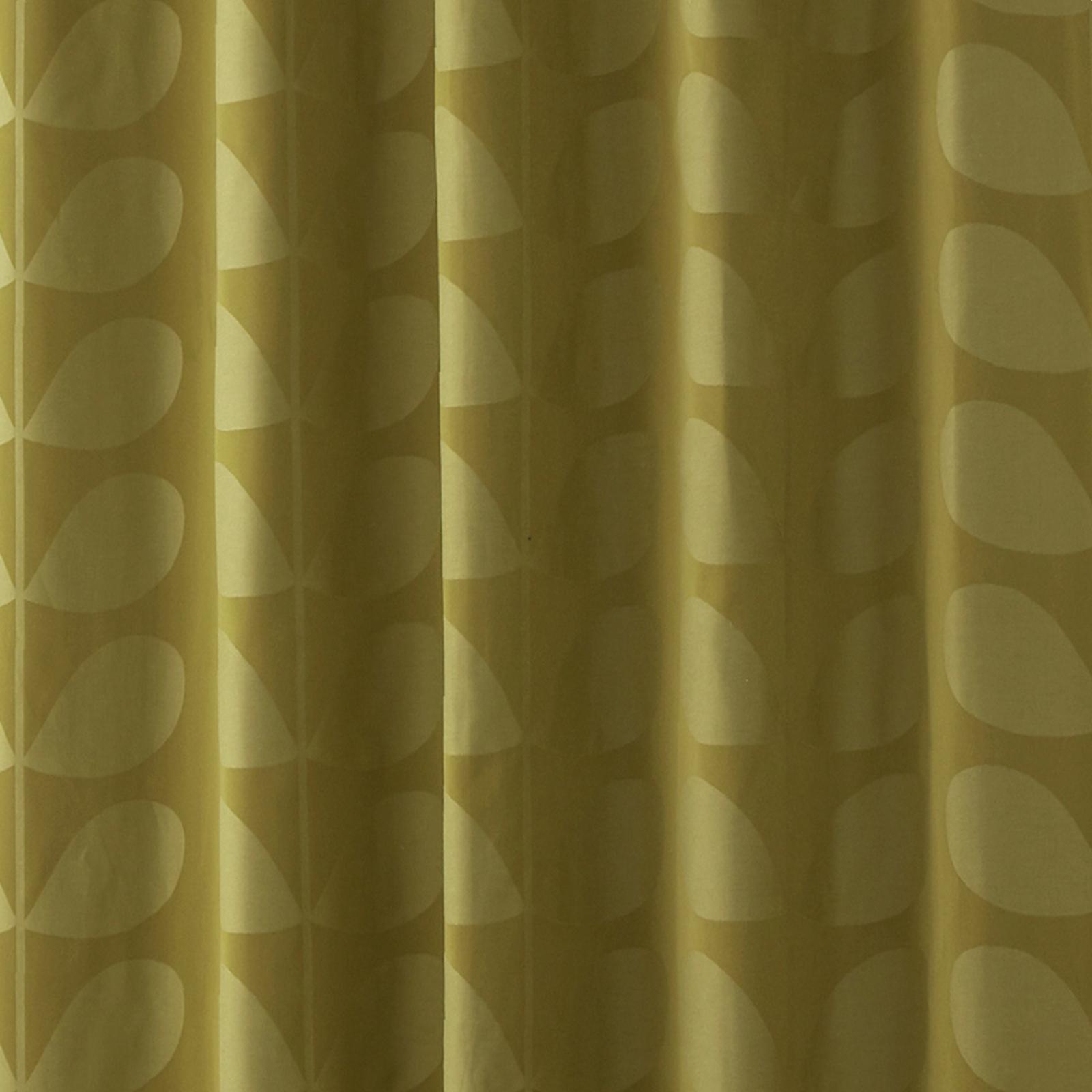 Yellow/Olive Jacquard Stem Bronze Eyelet Curtains 168x137cm - BrandAlley