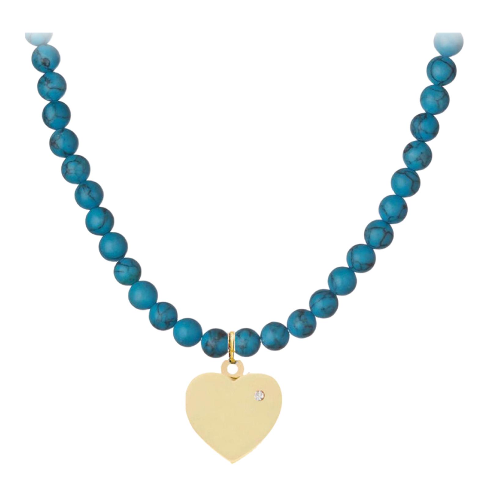 18K Gold Turquoise Love Drop Necklace - BrandAlley
