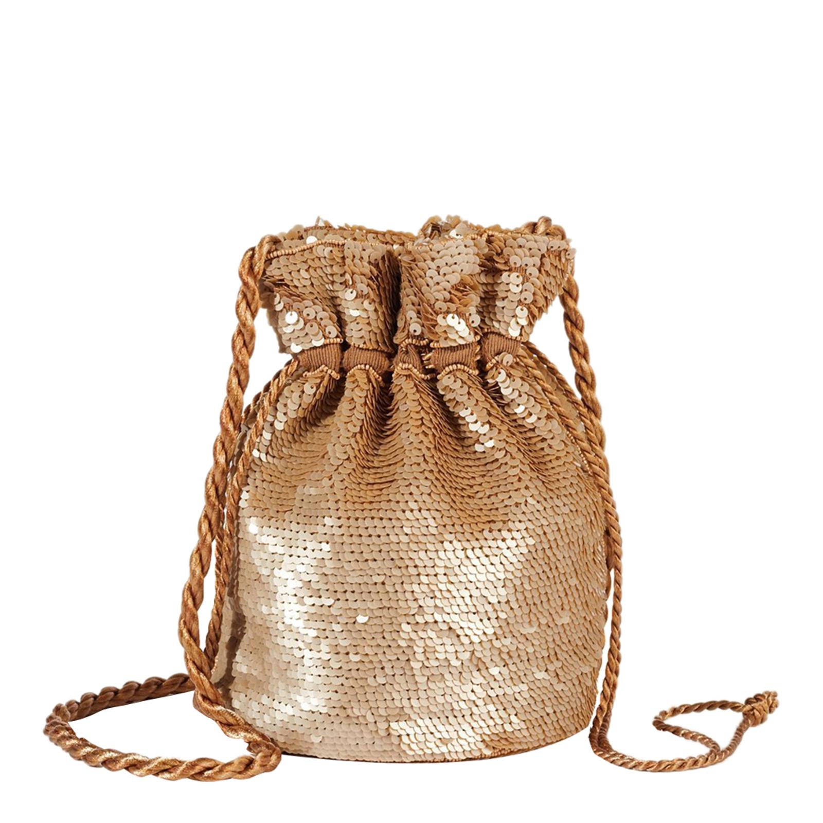 Gold Sequin Drawstring Bag - BrandAlley
