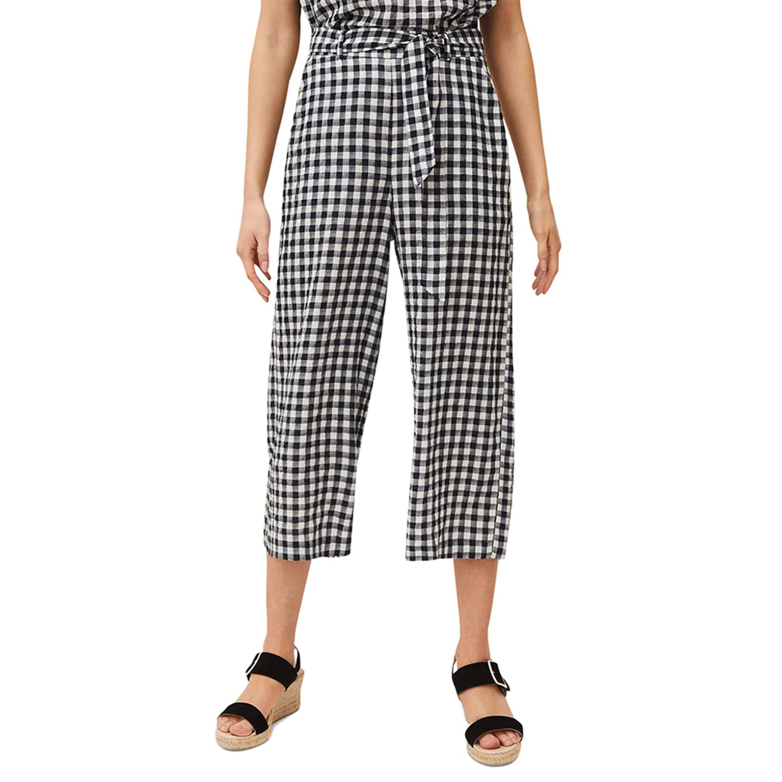Navy Clea Gingham Culottes - BrandAlley