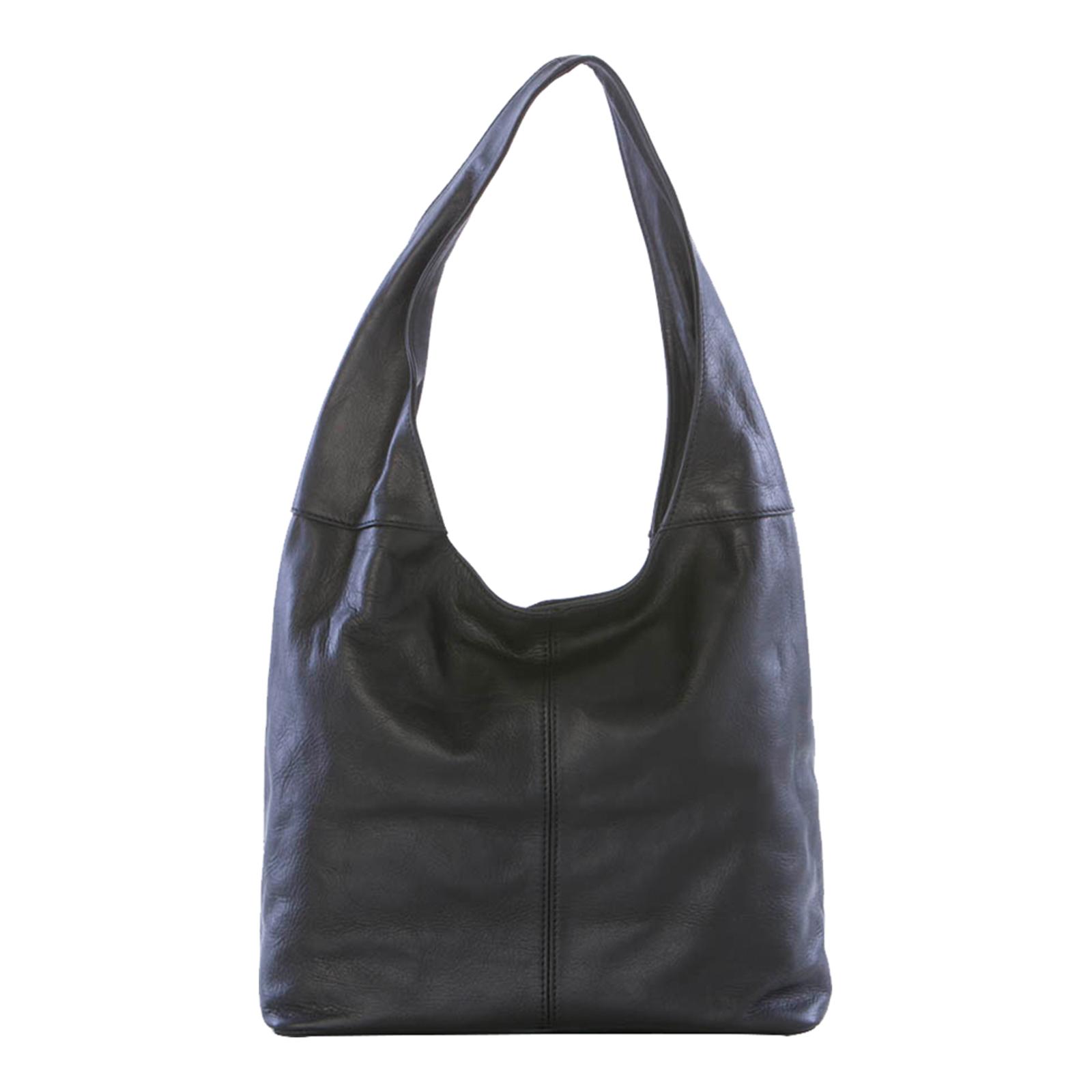 Black Leather Top Handle Shoulder Bag - BrandAlley