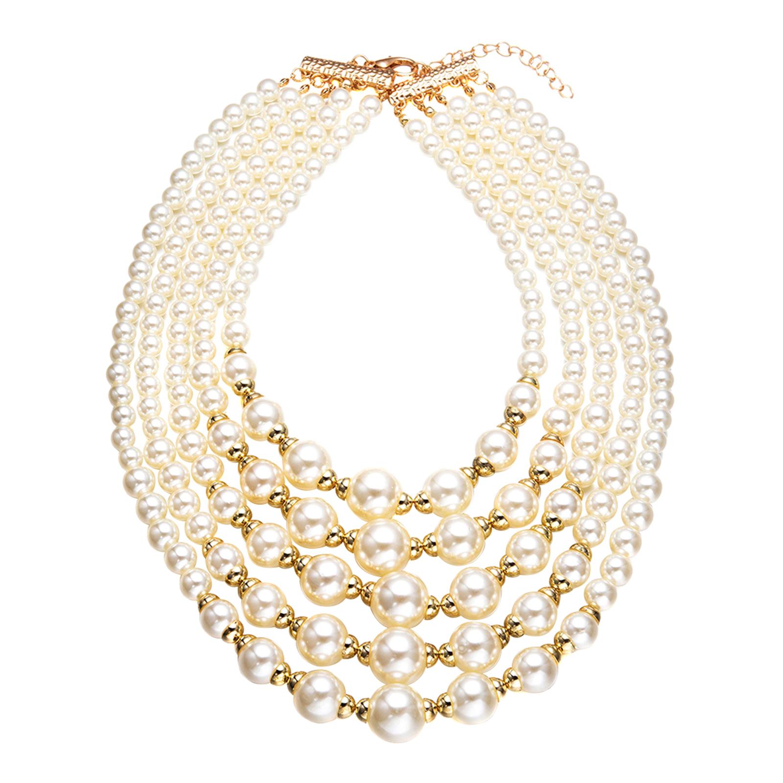 18K Gold Multi Layer Pearl Necklace - BrandAlley