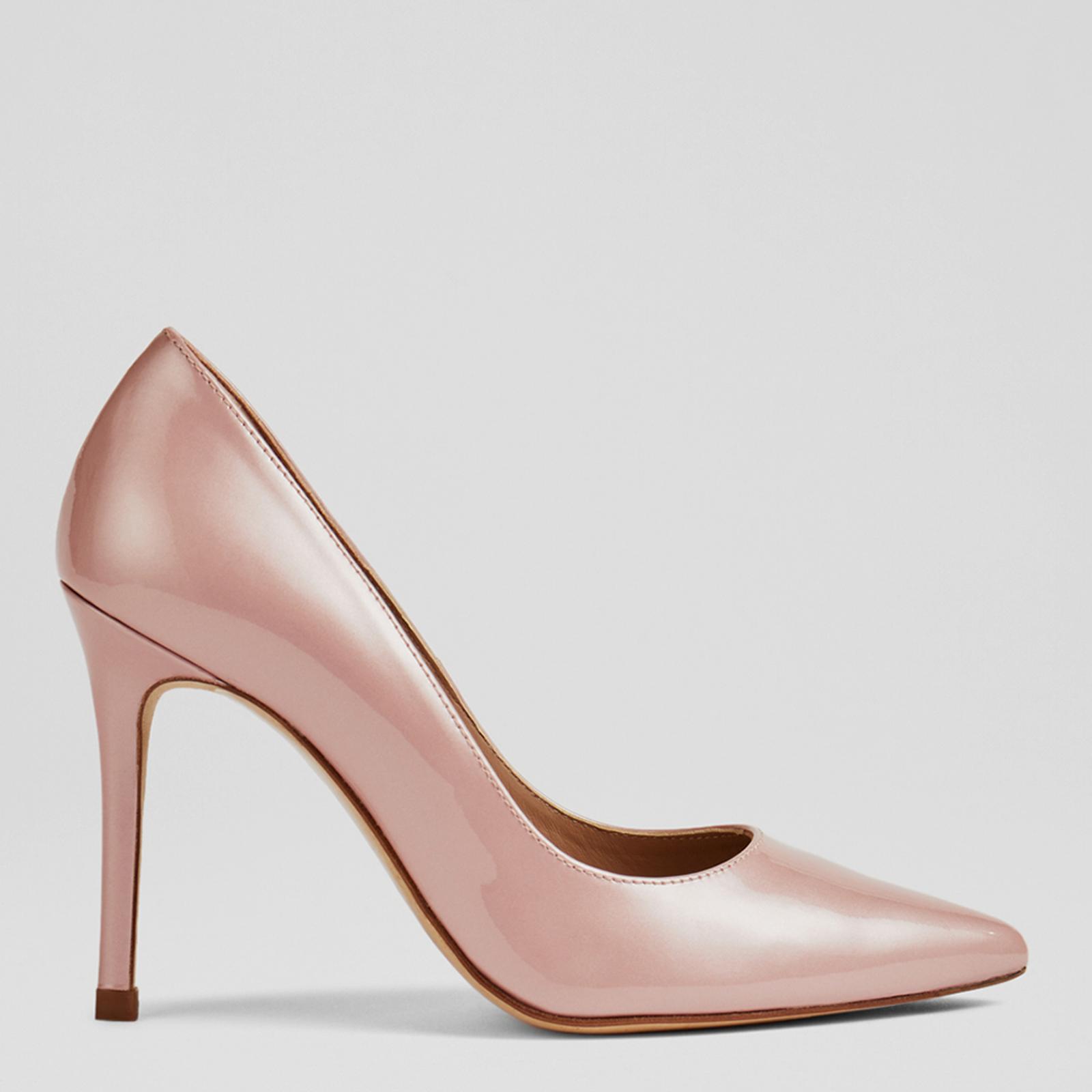 Pink Fern Pearlised Patent Pointed Toe Courts Heels - BrandAlley