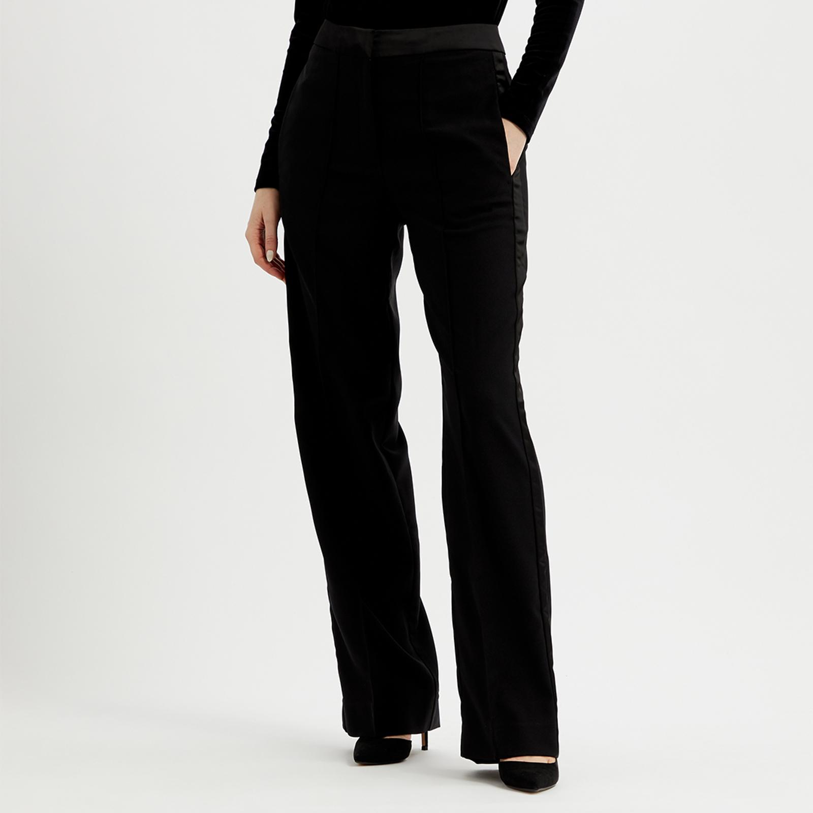 Black Leah Wide Leg Tailored Trousers - BrandAlley