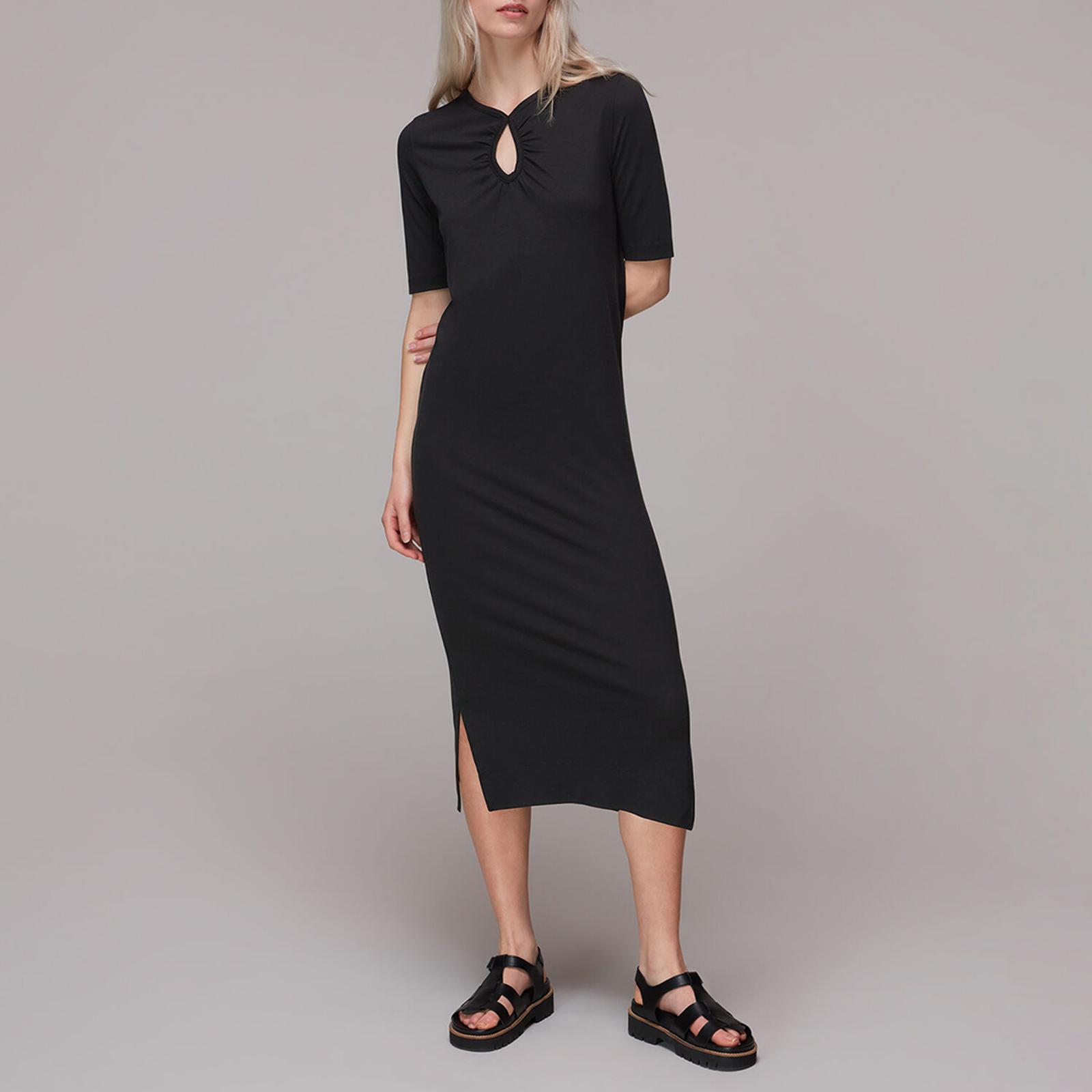 Black Keyhole Jersey Cotton Dress - BrandAlley