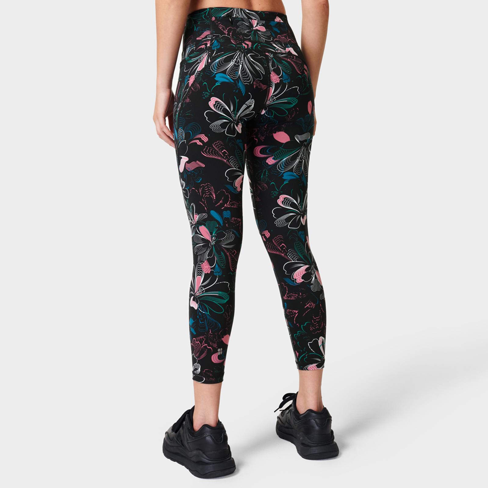 Power 7/8 Workout Leggings - Pink Arched Floral Print - BrandAlley