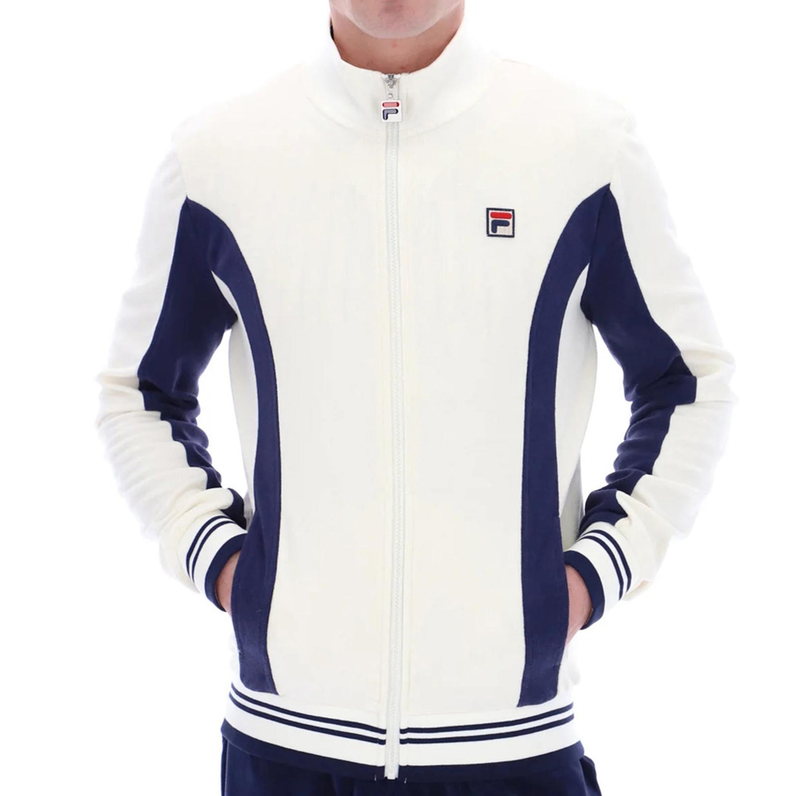 White/Navy Saul Towelling Tracksuit Jacket - BrandAlley
