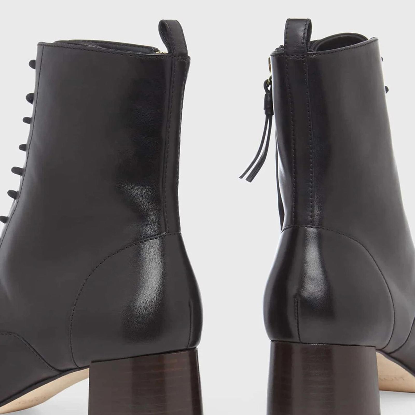 Black Issy Lace Up Leather Boots - BrandAlley